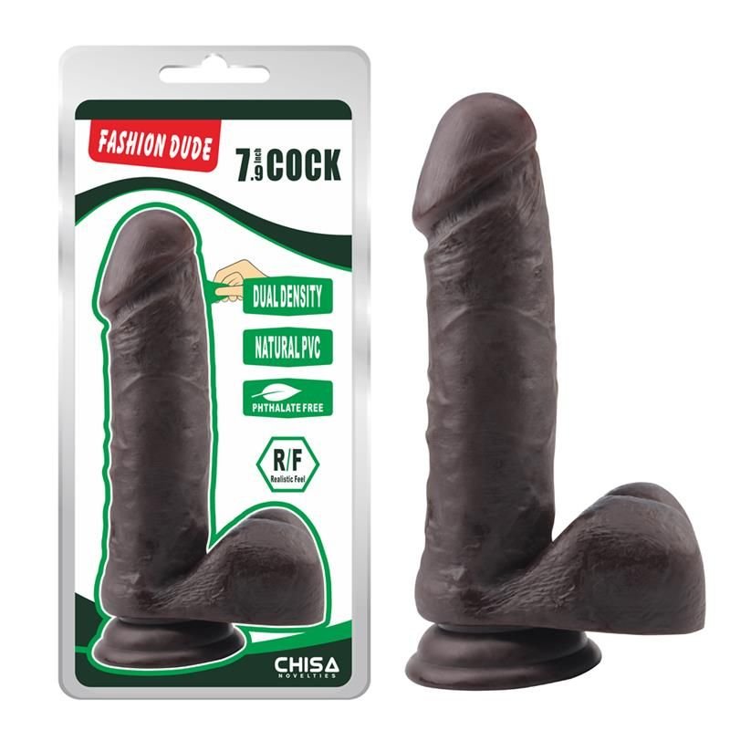Chisa Dildo Dual density Fashion Dude 7.9" (Brown)