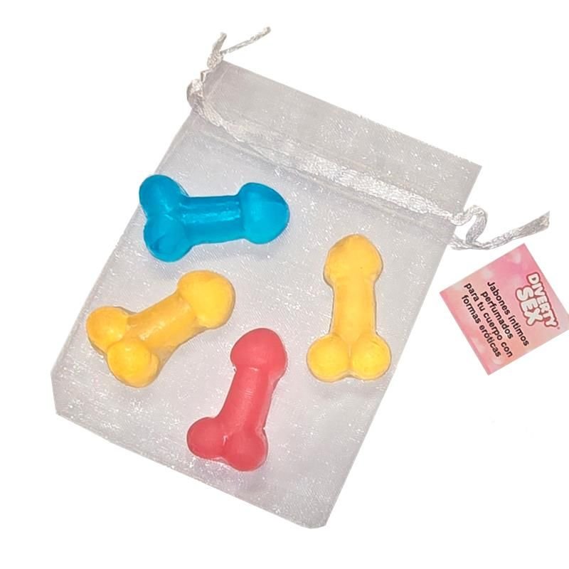 Diverty Sex Conjunto de 4 Mini Jabones en Forma de Pene Colores