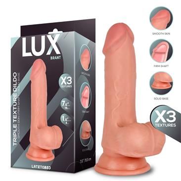 Lux Brant dildo de triple densidad con testículos 7,6"