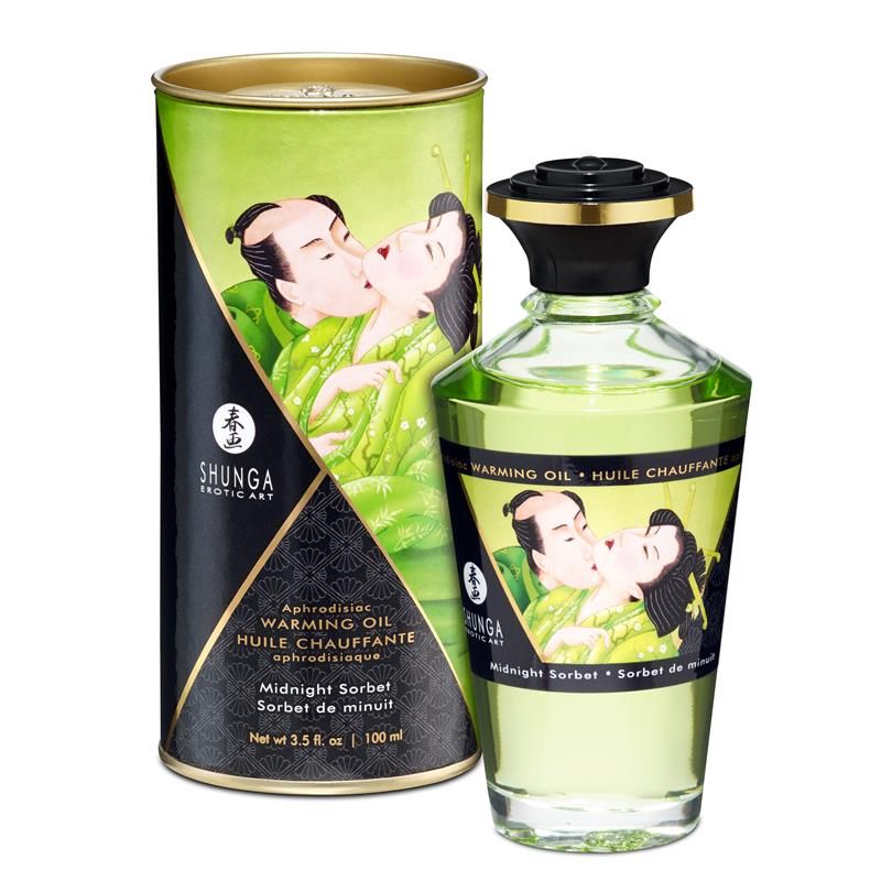 Shunga aceite de masaje con efecto calor sorbete de medianoche