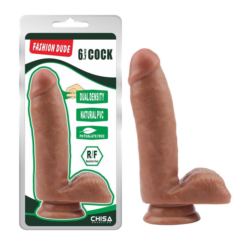 Dildo Chisa de densidad dual Fashion Dude 17 x 3.6 cm marrón claro