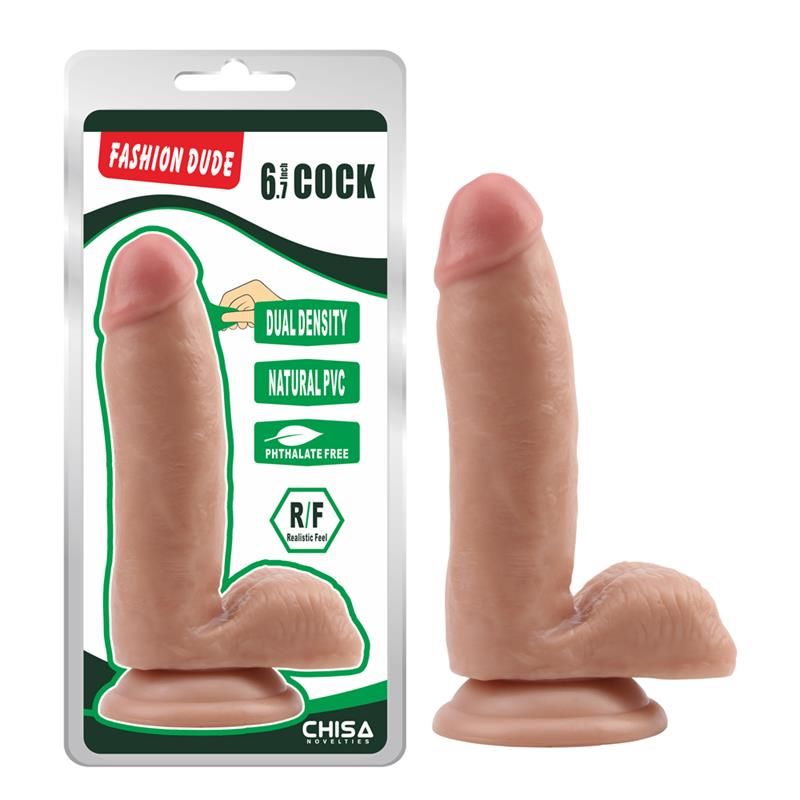 Chisa dildo de doble densidad Fashion Dude 6.7" color piel
