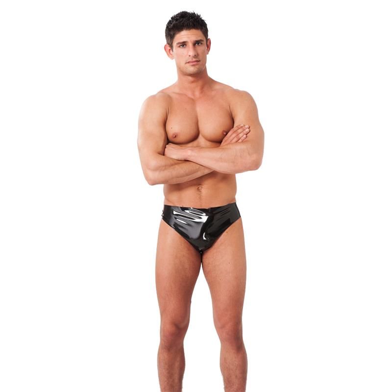Latex Play slip de látex (negro)