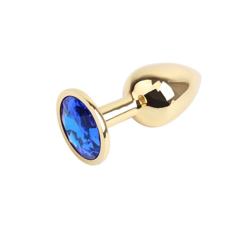 Plug anal dorado Chisa con joya azul