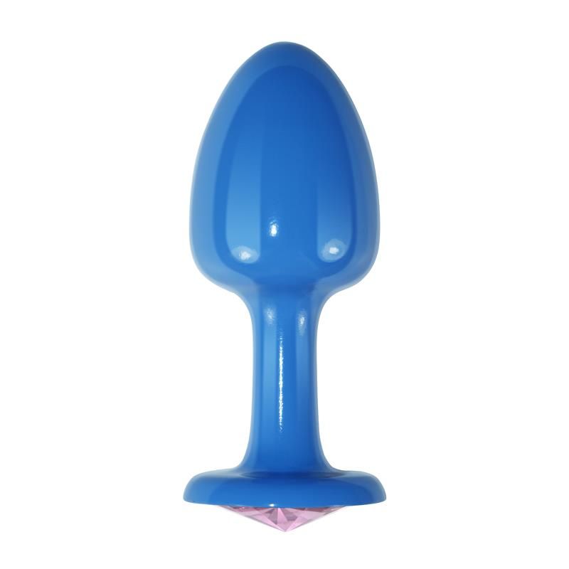 Lovetoy plug anal de metal rosa azul con joya rosa