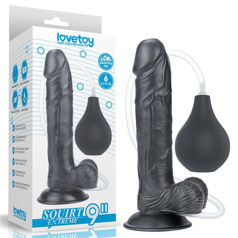 Lovetoy dildo eyaculador 10" (negro)