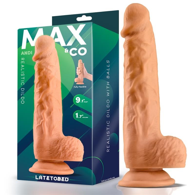 Max & Co Andi dildo realista con testículos 9,1" color piel