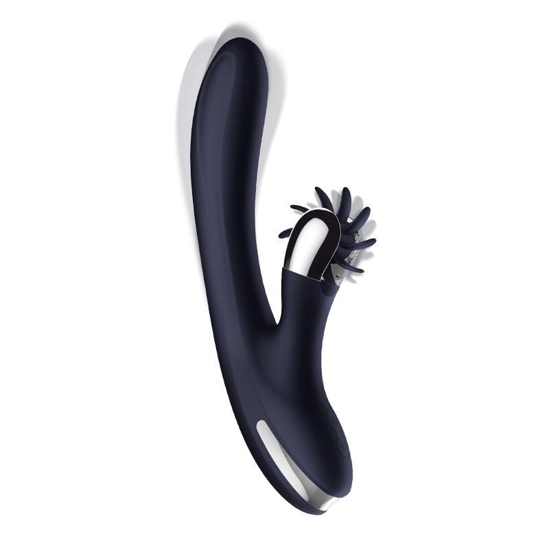 IntoYou Navyspace vibrador con lenguas giratorias (azul)