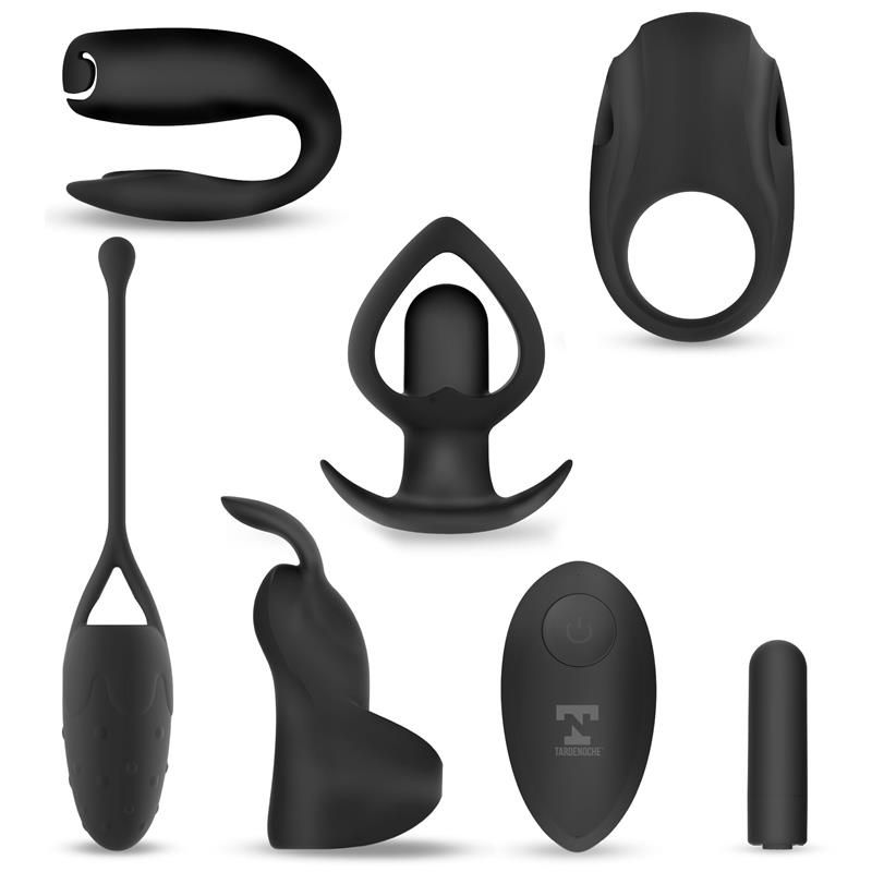 Tardenoche Six-In-One bala vibradora con 6 fundas de silicona