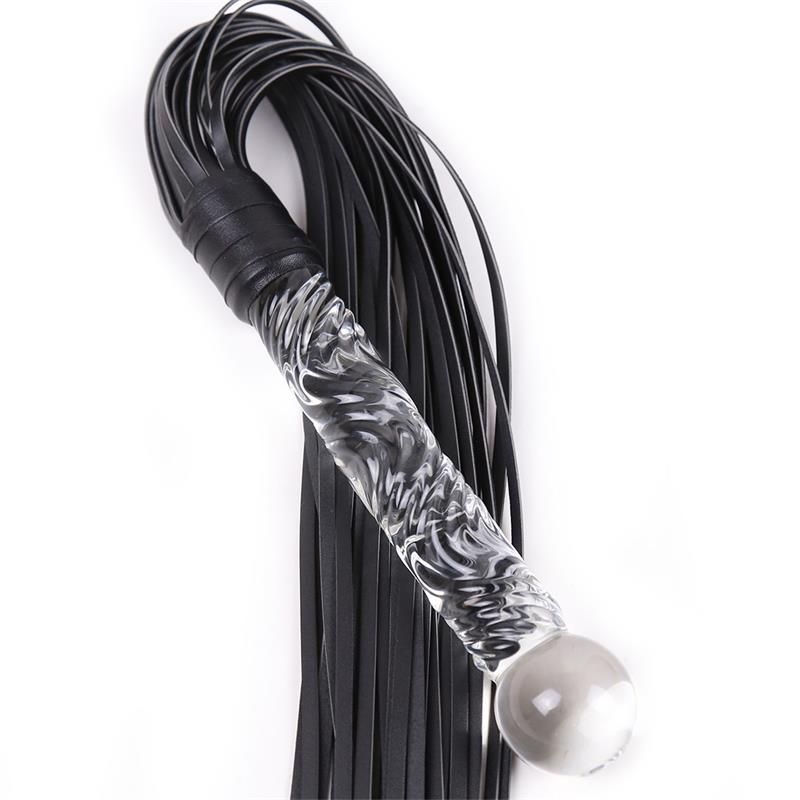 LateToBed flogger con mango de cristal 70 cm