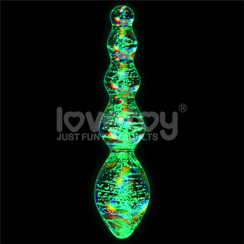 Lovetoy Dark Twilight dildo de cristal que brilla en la oscuridad