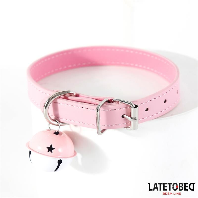 LateToBed collar ajustable con cascabel (rosa)