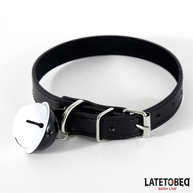 LateToBed collar ajustable con cascabel, negro