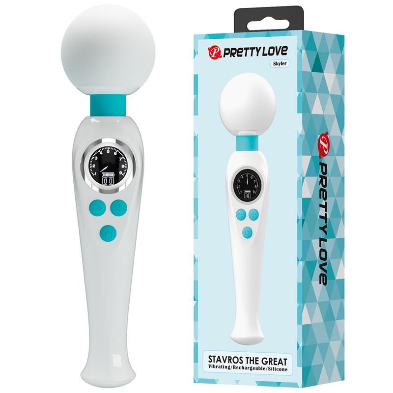 Pretty Love Skyler masajeador wand con pantalla digital (blanco)