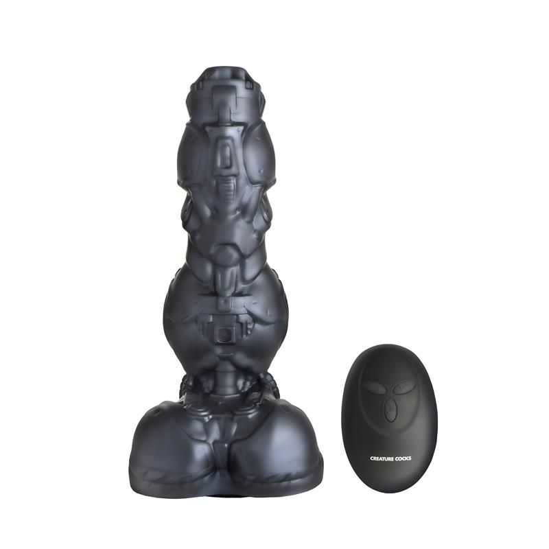 Creature Cocks Cyborg Cock dildo de metal con empuje y vibración