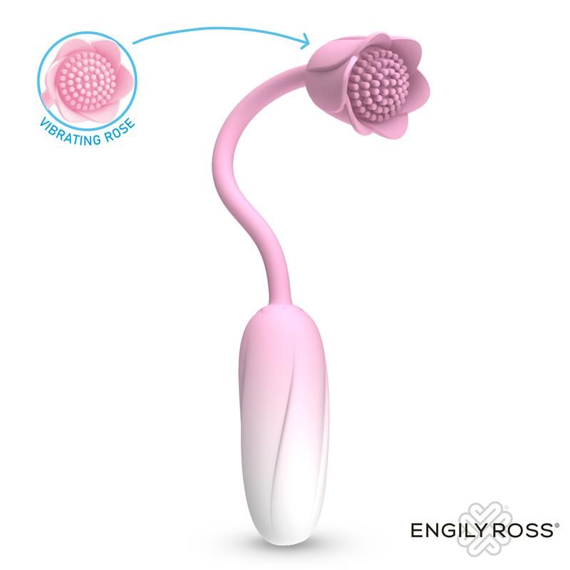 Engily Ross Florae huevo vibrador con estimulador en forma de rosa y mando a distancia