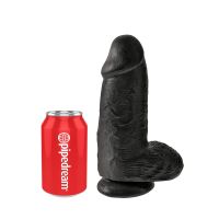 King Cock dildo grueso con testículos 9" (negro), imagen 3