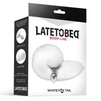 LateToBed plug anal de metal con cola de zorro, velvet touch 40 cm (blanco), imagen 4