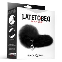 LateToBed plug anal de metal con cola de zorro, velvet touch 40 cm (negro), imagen 4