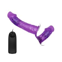 Baile arnés con dildo doble (morado), imagen 3