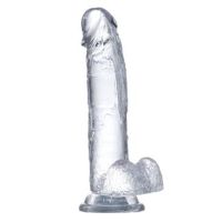 Glazed dildo de cristal realista con testículos 20 cm