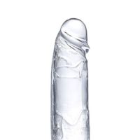 Glazed dildo de cristal realista con testículos 20 cm