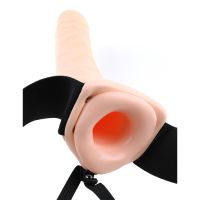 Fetish Fantasy Series strap-on con dildo hueco vibrador color piel, imagen 5