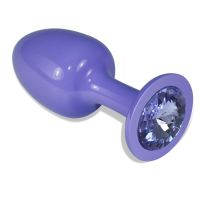 Lovetoy plug anal de metal rosa morada con joya azul