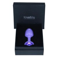 Lovetoy plug anal de metal rosa morada con joya azul, imagen 2