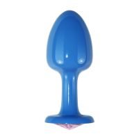 Lovetoy plug anal de metal rosa azul con joya rosa