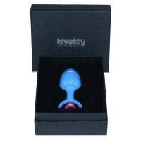 Lovetoy plug anal de metal rosa azul con joya rosa, imagen 2
