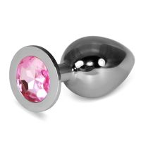 Lovetoy plug anal de metal RoseBud Classic con joya rosa