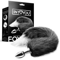 IntoYou plug anal con cola de zorro blanca y negra, imagen 4