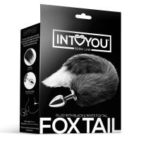 IntoYou plug anal con cola de zorro blanca y negra, imagen 3