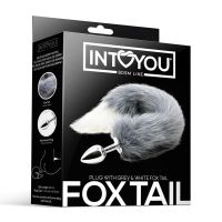 IntoYou plug anal con cola de zorro gris y blanca, imagen 3