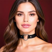Cinderella choker con corazón de cuero vegano, talla única