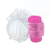 A-Gusto anillo vibrador para el pene con relieves, transparente