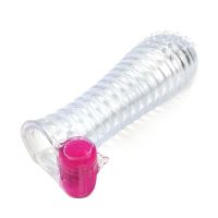 A-Gusto funda vibradora para el pene con estrías, transparente