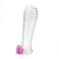 A-Gusto funda vibradora para el pene con estrías, transparente, imagen 2