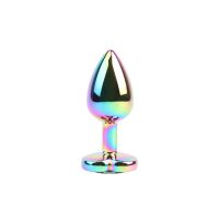 Chisa Rainbow Effect plug anal de metal con joya de corazón