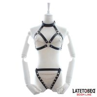 LateToBed conjunto bondage sujetador y braguita con cadenas