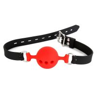 LateToBed mordaza de bola transpirable S - 4 cm, negro y rojo, imagen 2