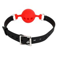 LateToBed mordaza de bola transpirable S - 4 cm, negro y rojo, imagen 4