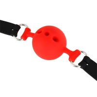LateToBed mordaza de bola transpirable S - 4 cm, negro y rojo, imagen 5