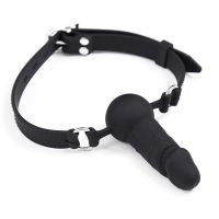 LateToBed mordaza con dildo de silicona ajustable 36-52 cm