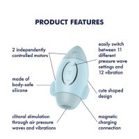 Satisfyer Mission Control succionador de clítoris y vibrador (azul), imagen 5
