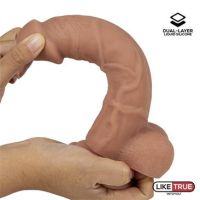 Liketrue dildo realista de doble capa en silicona líquida 8"