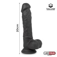 Liketrue dildo realista de silicona líquida, doble capa 8" (negro), imagen 8
