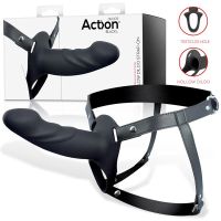 Action arnés con dildo hueco, 5-6,5 cm de grosor (negro)