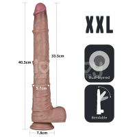 Lovetoy dildo flexible de doble capa XXL 16", color piel, imagen 14